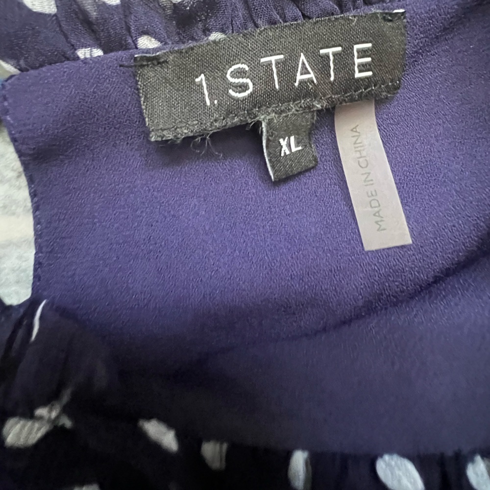 1. State Navy and White Polka Dot Blouse NWOT XL - Picture 7 of 8